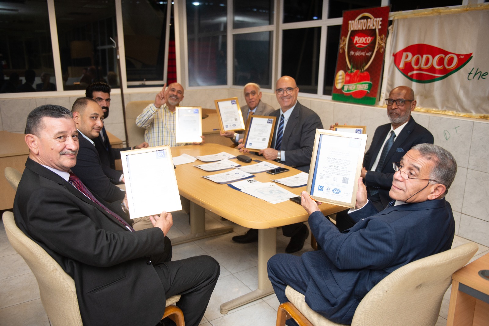 PODCO leadership receiving ISO and HACCP certifications